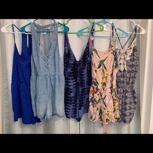 Bundle lot of 5 women’s size large rompers pockets